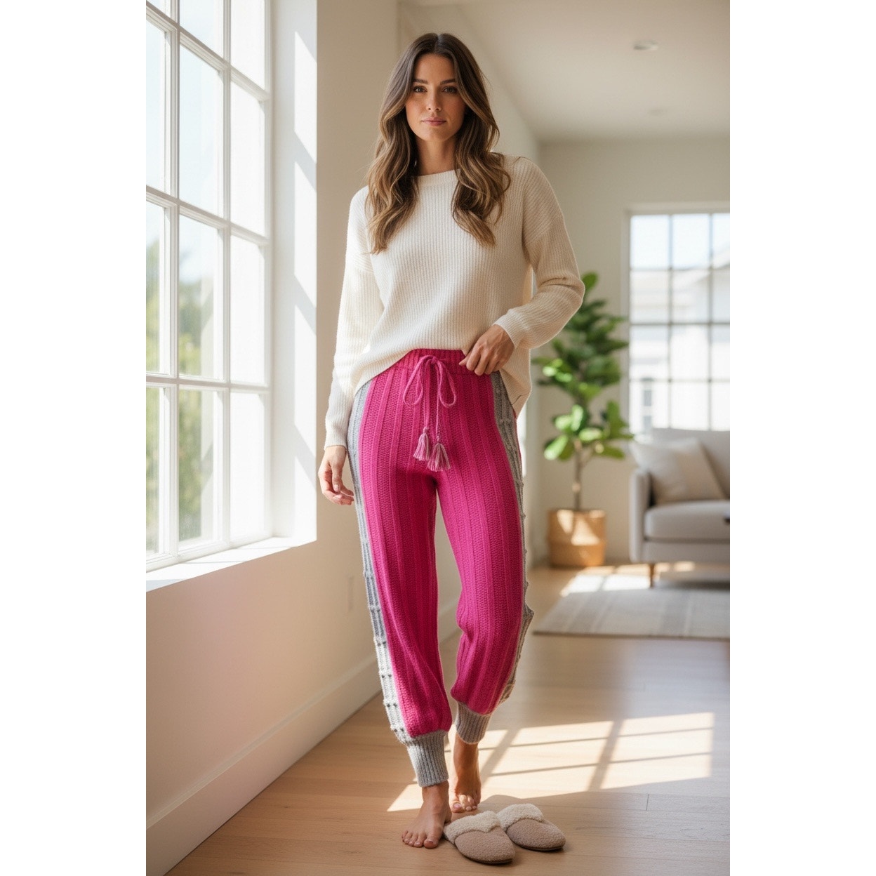 Loveshackfancy Landana Pink Knit Jogger Lounge Sleep Yoga Pants Size Xs Nwt